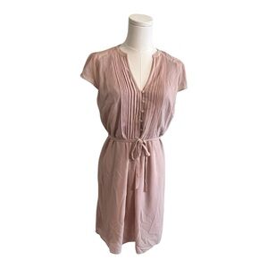 H&M Short Sleeve Tie Dress Dusty Pink Button V‎ Neck Size 4